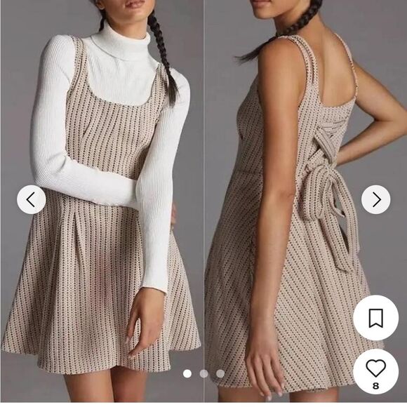 Anthropologie Dresses & Skirts - NEW Anthropologie Maeve Jacquard Pink Winter Dress Pockets Adjustable Size S (M)